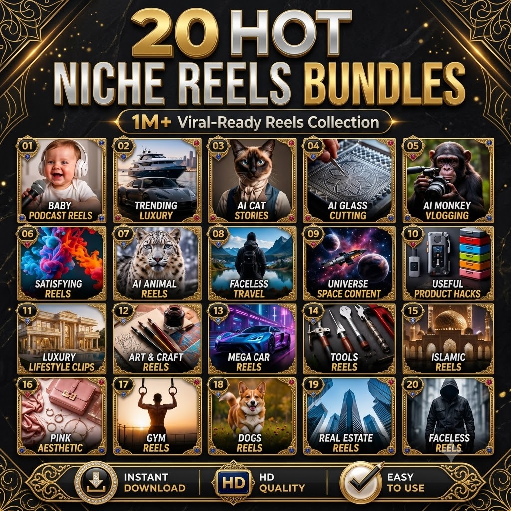 1m+ Viral Reels Bundle | Faceless Videos, PLR MRR Content