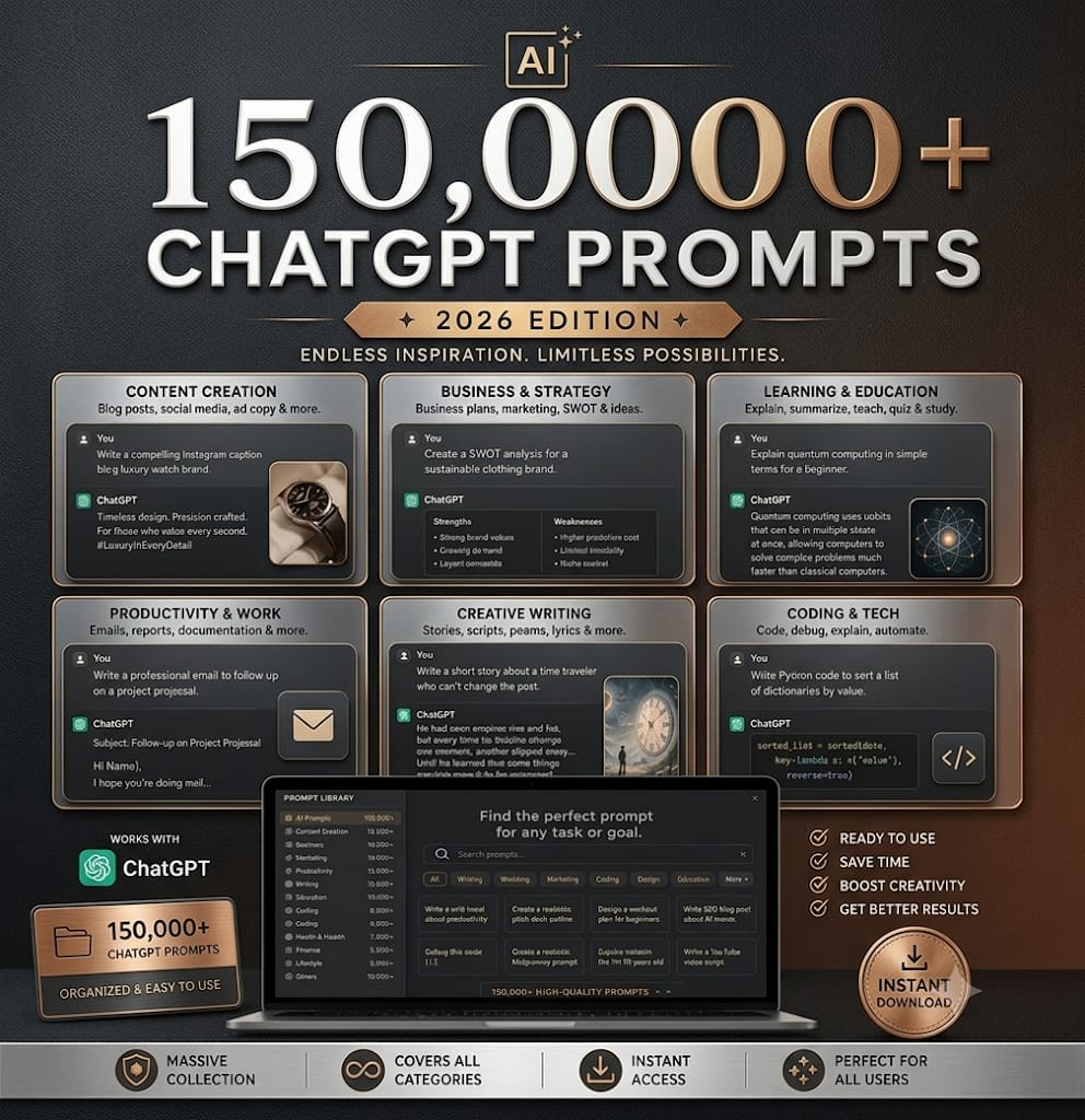 1000000+AI Prompts Bundle,150,000+ ChatGPT Prompts